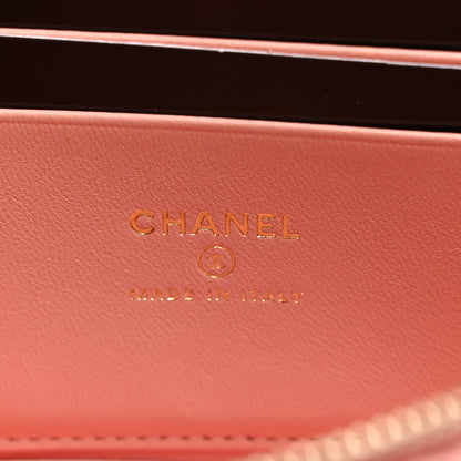 Chanel Braided Raffia Quilted Top Handle Slim Vanity Case With Chain Light Pink 6 of 10