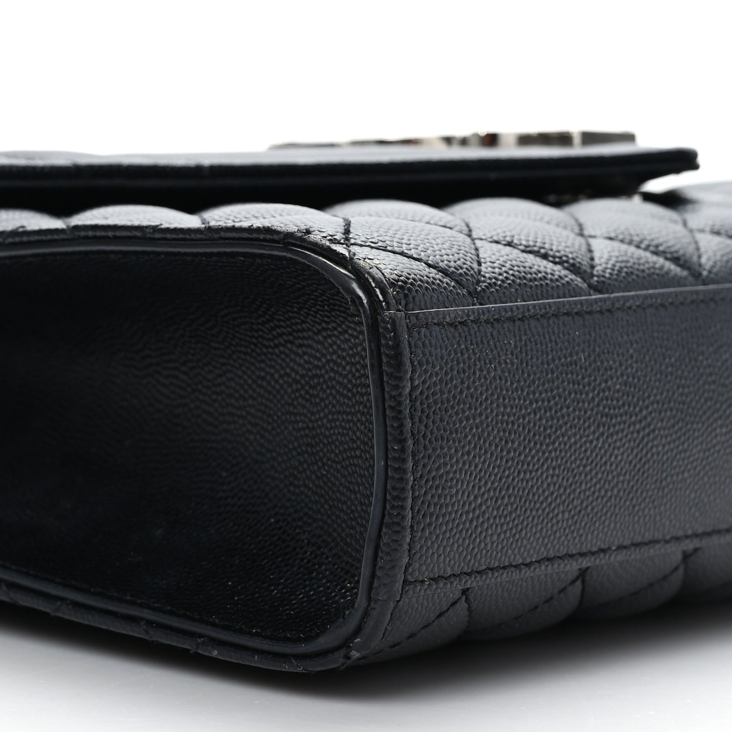 Grain De Poudre Textured Mixed Matelasse Triquilt Medium Monogram Satchel Black