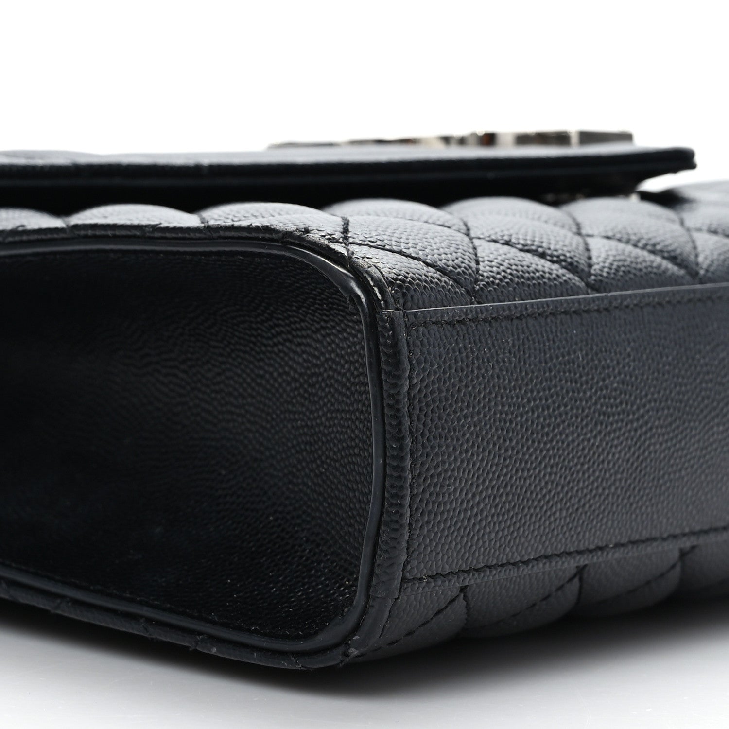 Saint Laurent Grain De Poudre Textured Mixed Matelasse Triquilt Medium Monogram Satchel Black 8 of 9