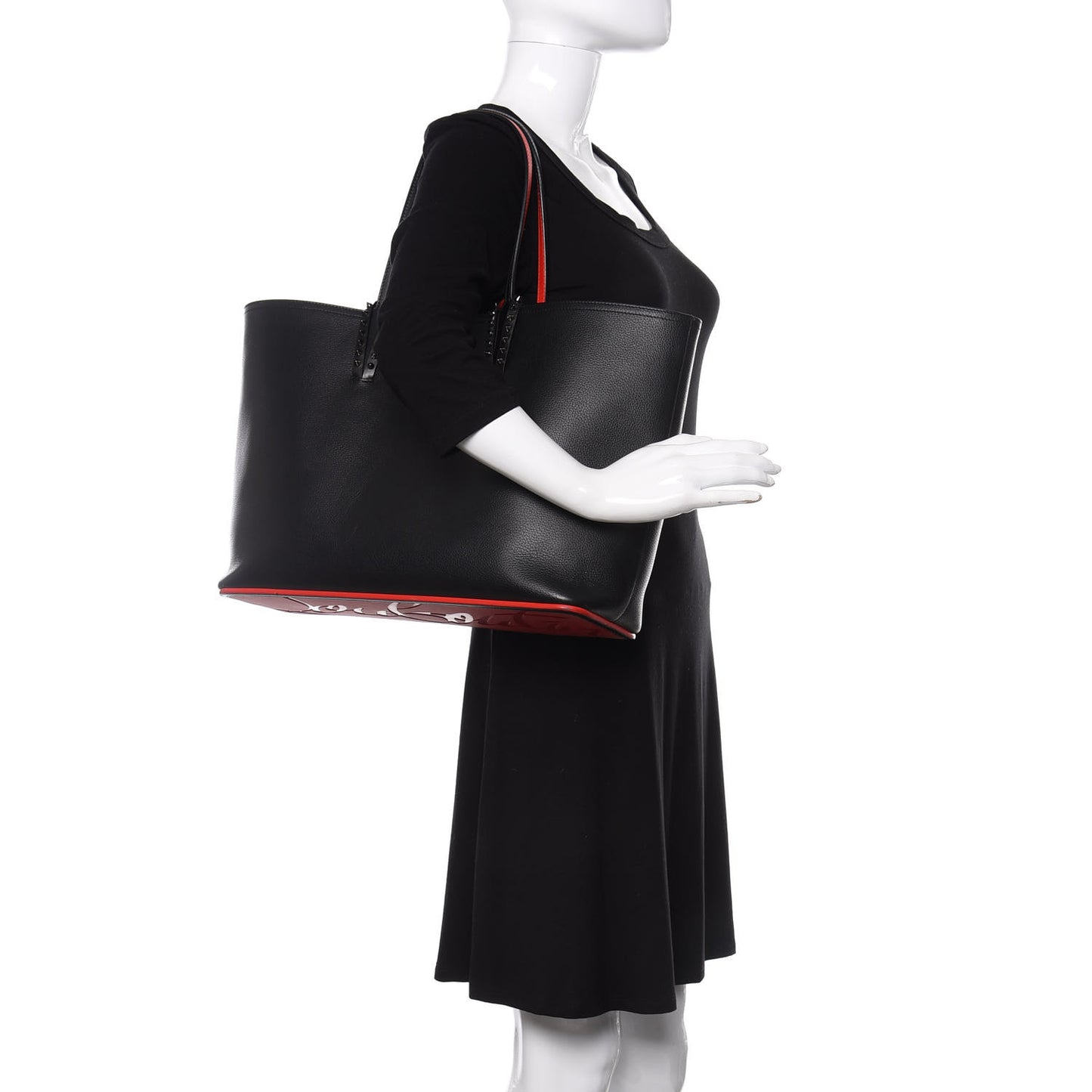 Calfskin Spikes East West Cabata Tote Black
