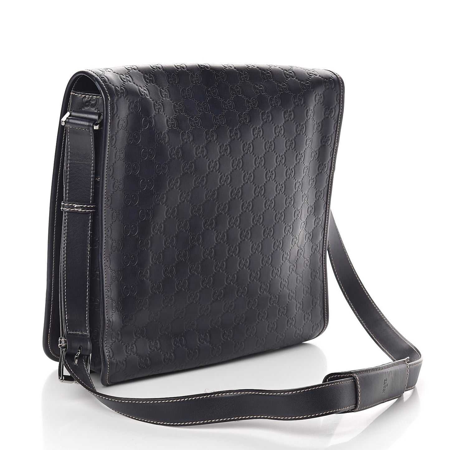 Guccissima Large Flap Messenger Bag Navy