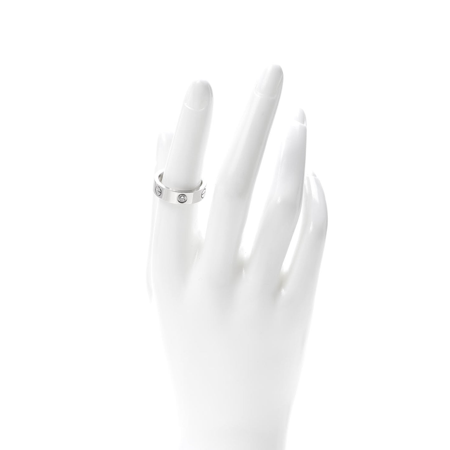 18K White Gold 3 Diamond 5.5mm LOVE Ring 54 7