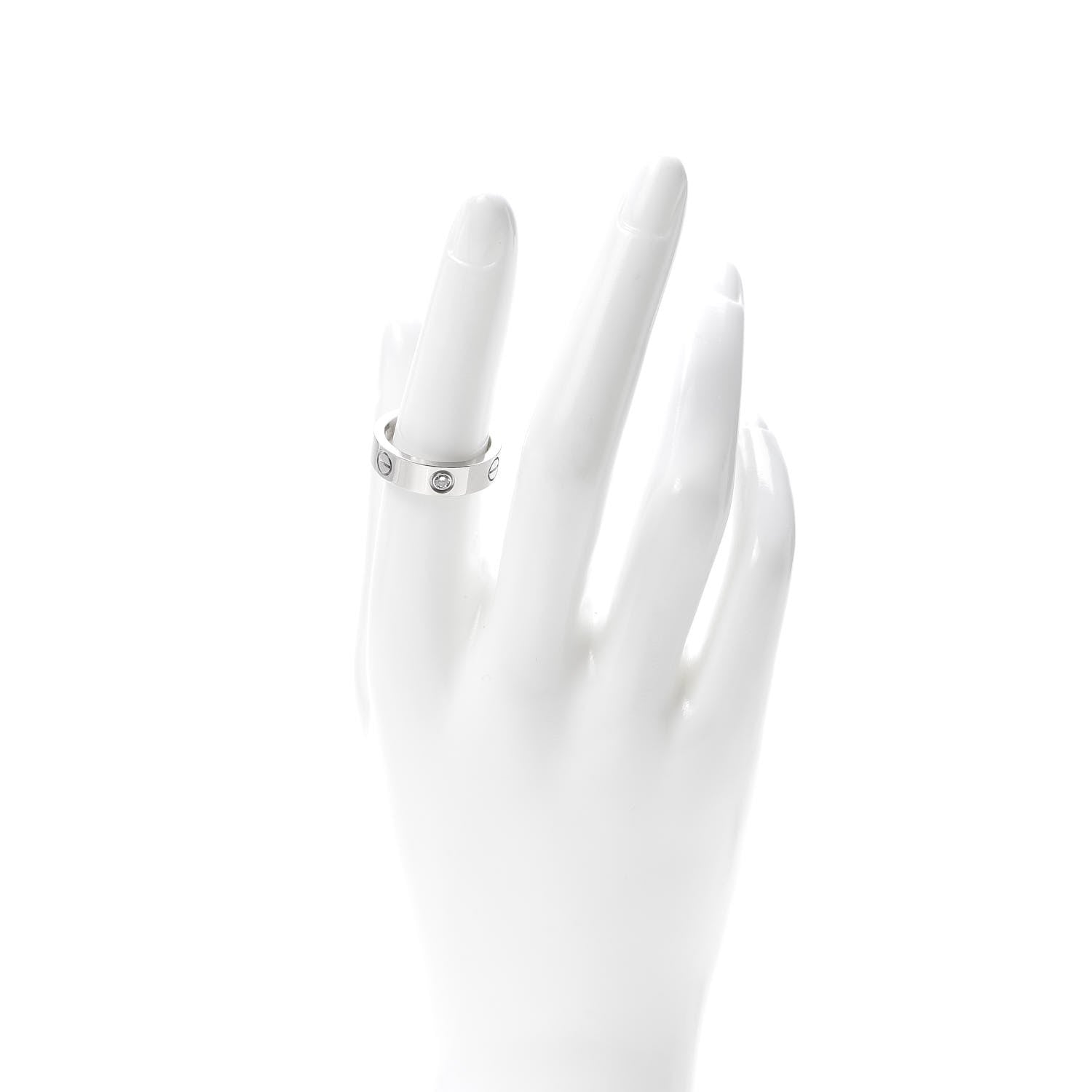 Cartier 18K White Gold 3 Diamond 5.5mm LOVE Ring 54 7 2 of 5