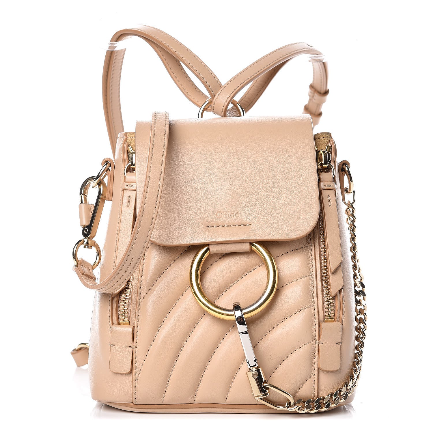 Chloe Calfskin Quilted Mini Faye Backpack Pearl Beige 1 of 10