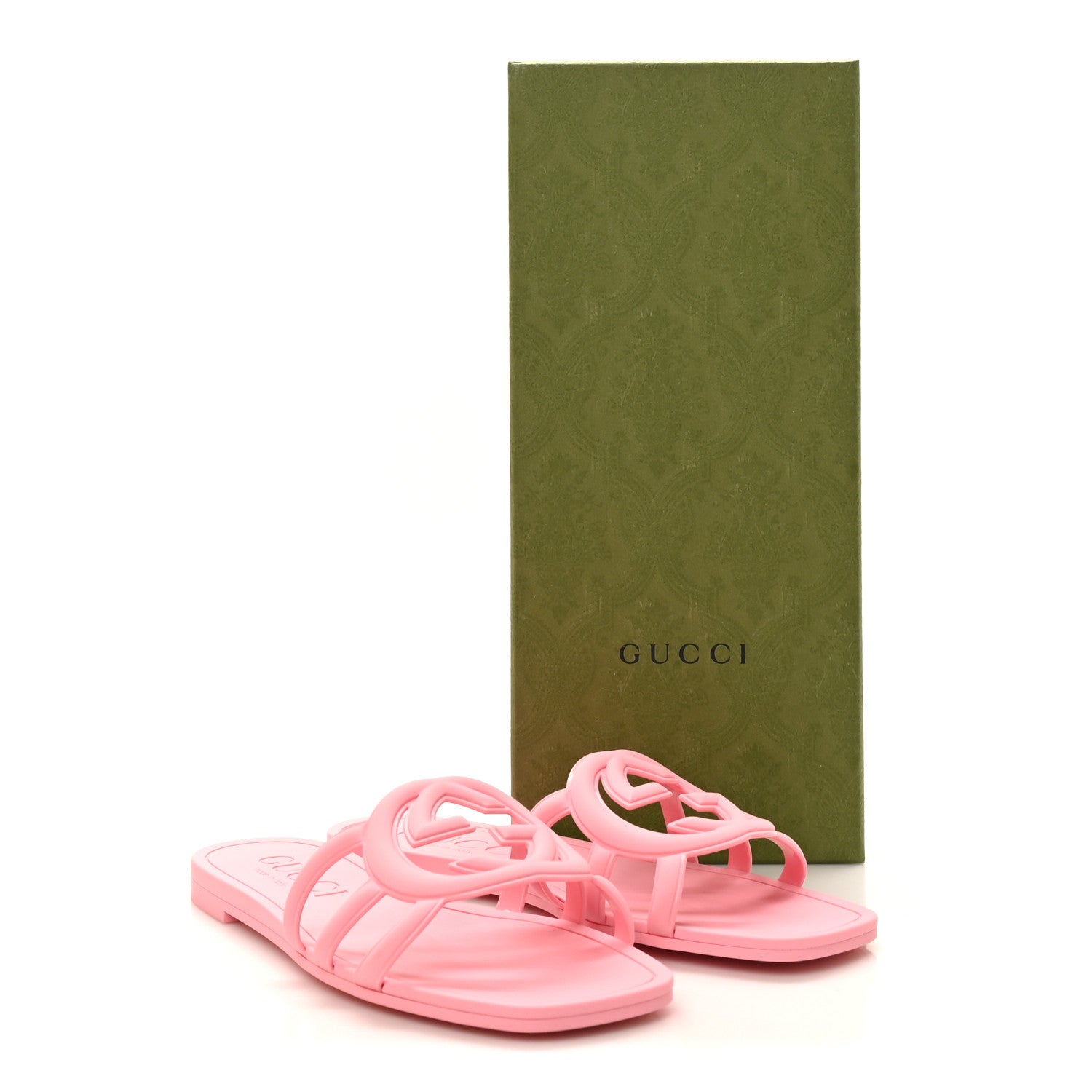Gucci Rubber Interlocking G Womens Slide Sandals 37 Wild Rose 10 of 10