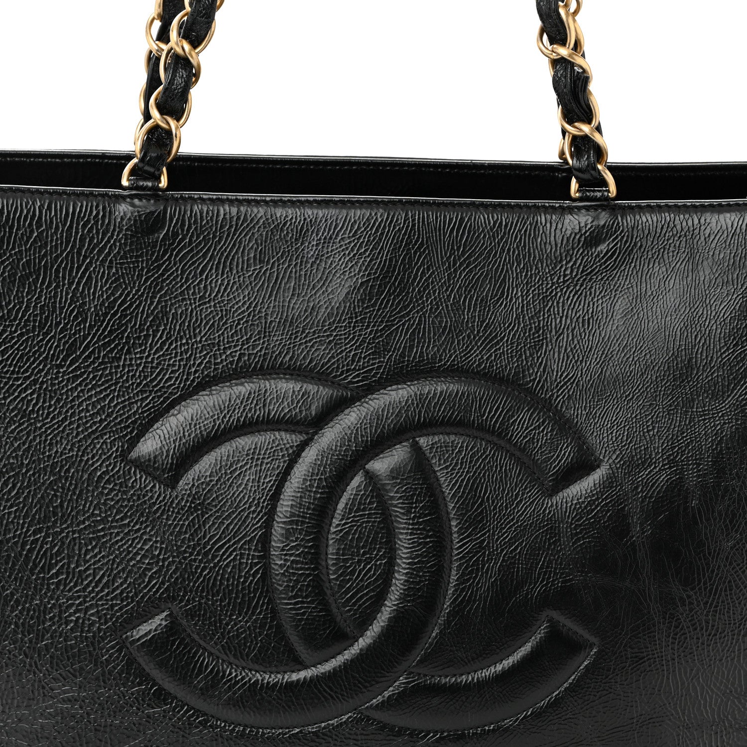 Chanel Shiny Aged Calfskin Shopping Bag Black 8 of 10