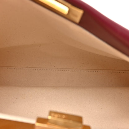 Fendi Canvas Calfskin Crocodile Embossed Medium Peekaboo Iconic Satchel Grezzo Barolo Bubblegum 6 of 17