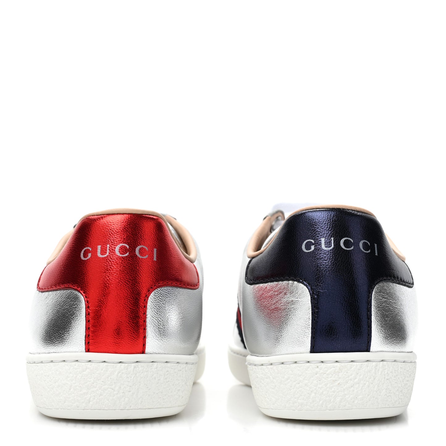 Metallic Nappa Silk Ayers Web Embroidered Womens Ace Sneakers 35 Silver