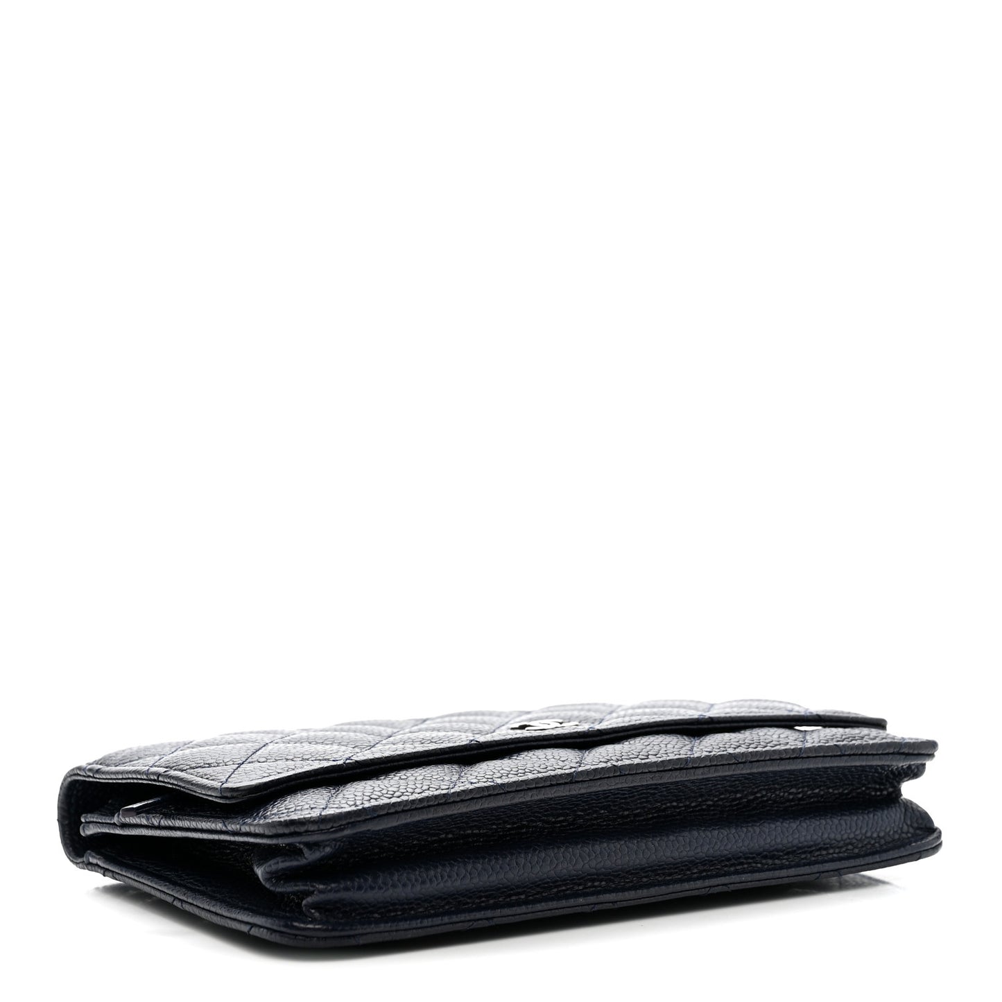 Caviar Quilted Wallet on Chain WOC Navy Blue