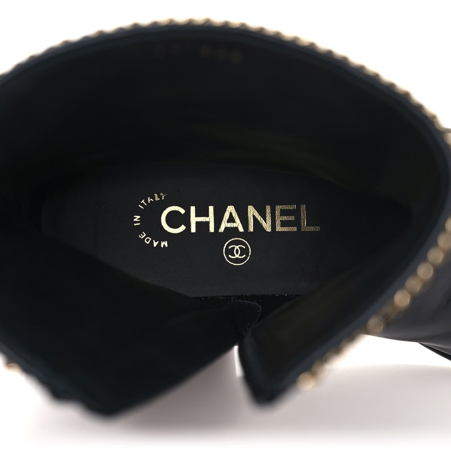 Chanel Lambskin Grosgrain Cap Toe Chain Short Boots 37 Black 7 of 8