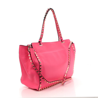 Valentino Garavani Vitello Medium Rockstud Tote Fuxia Fluo 3 of 8