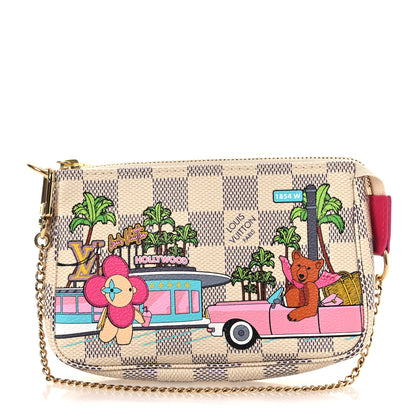 Louis Vuitton Damier Azur 2021 Christmas Animation Hollywood Mini Pochette Accessories Fuchsia Fuchsia 1 of 10