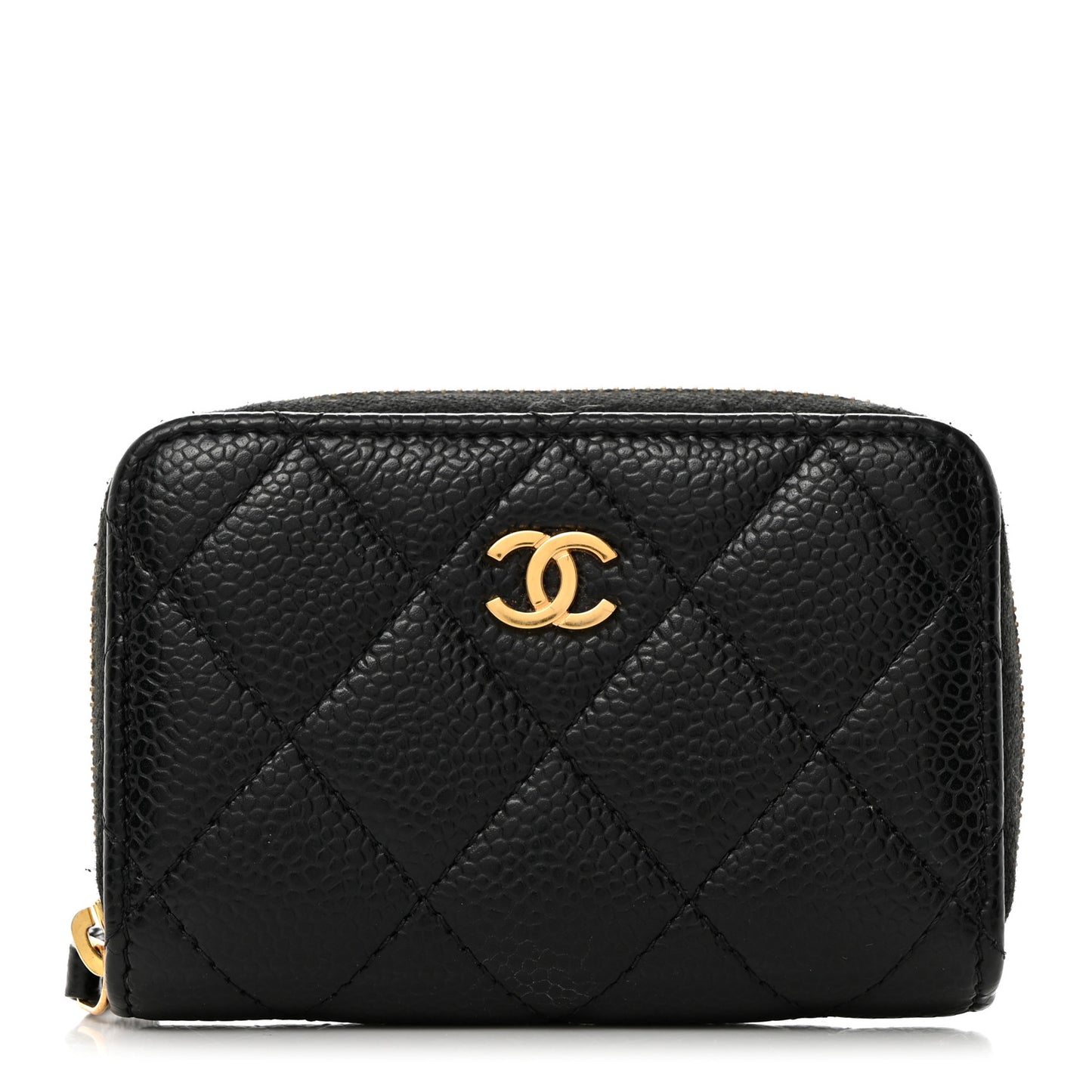Caviar Quilted Classic Zipped Coin Purse Black