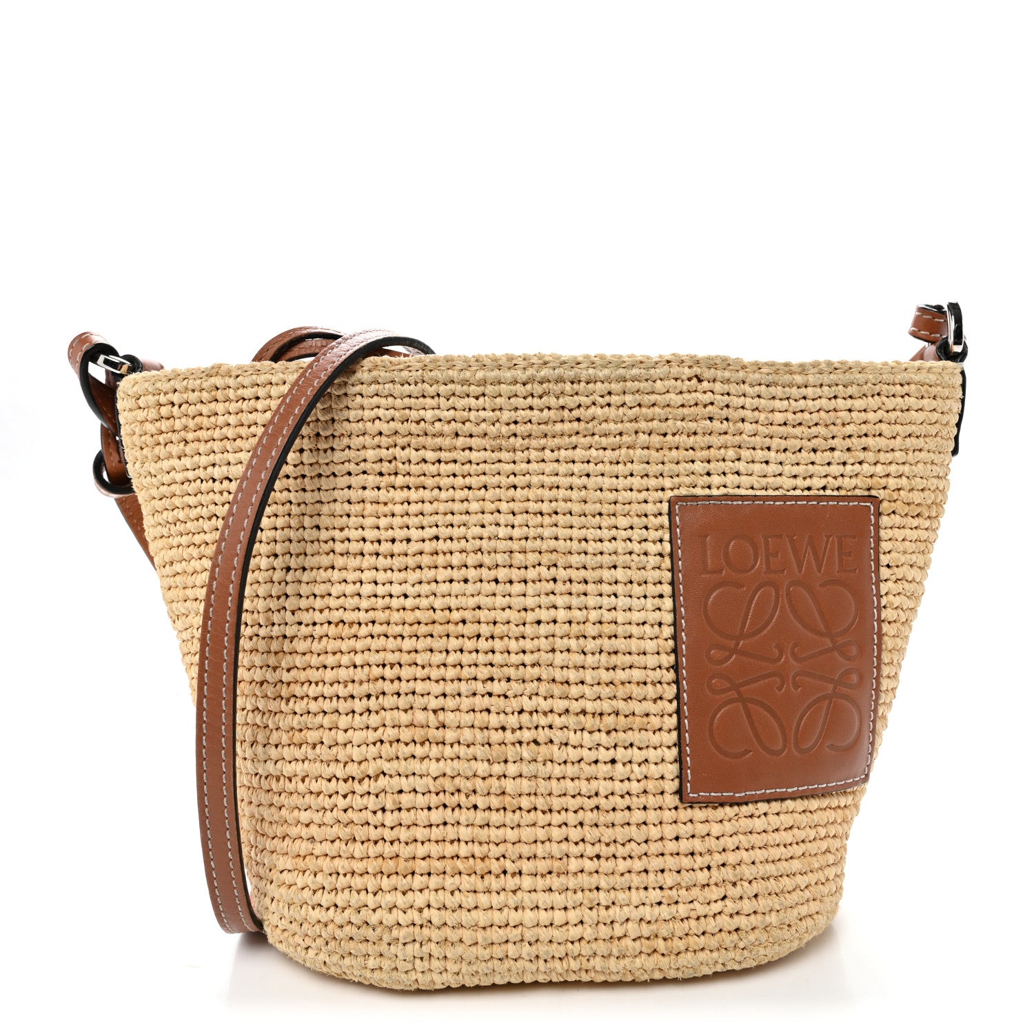 Loewe Calfskin Raffia Paulas Ibiza Pochette Bag Natural Tan 1 of 12