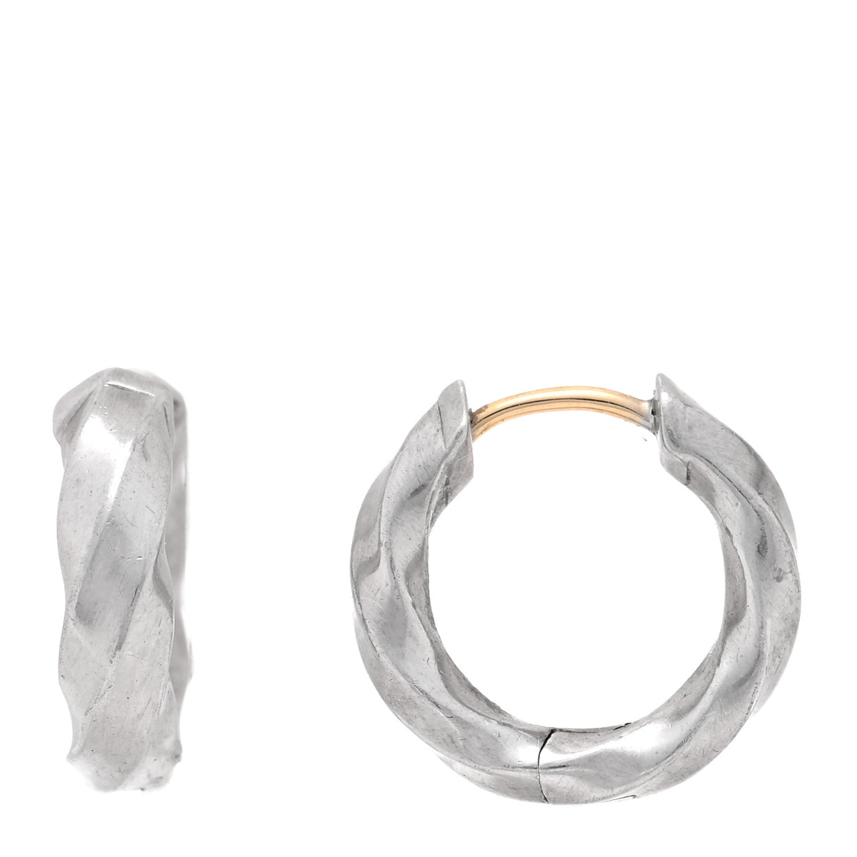 Sterling Silver Cable Edge Huggie Hoop Earrings