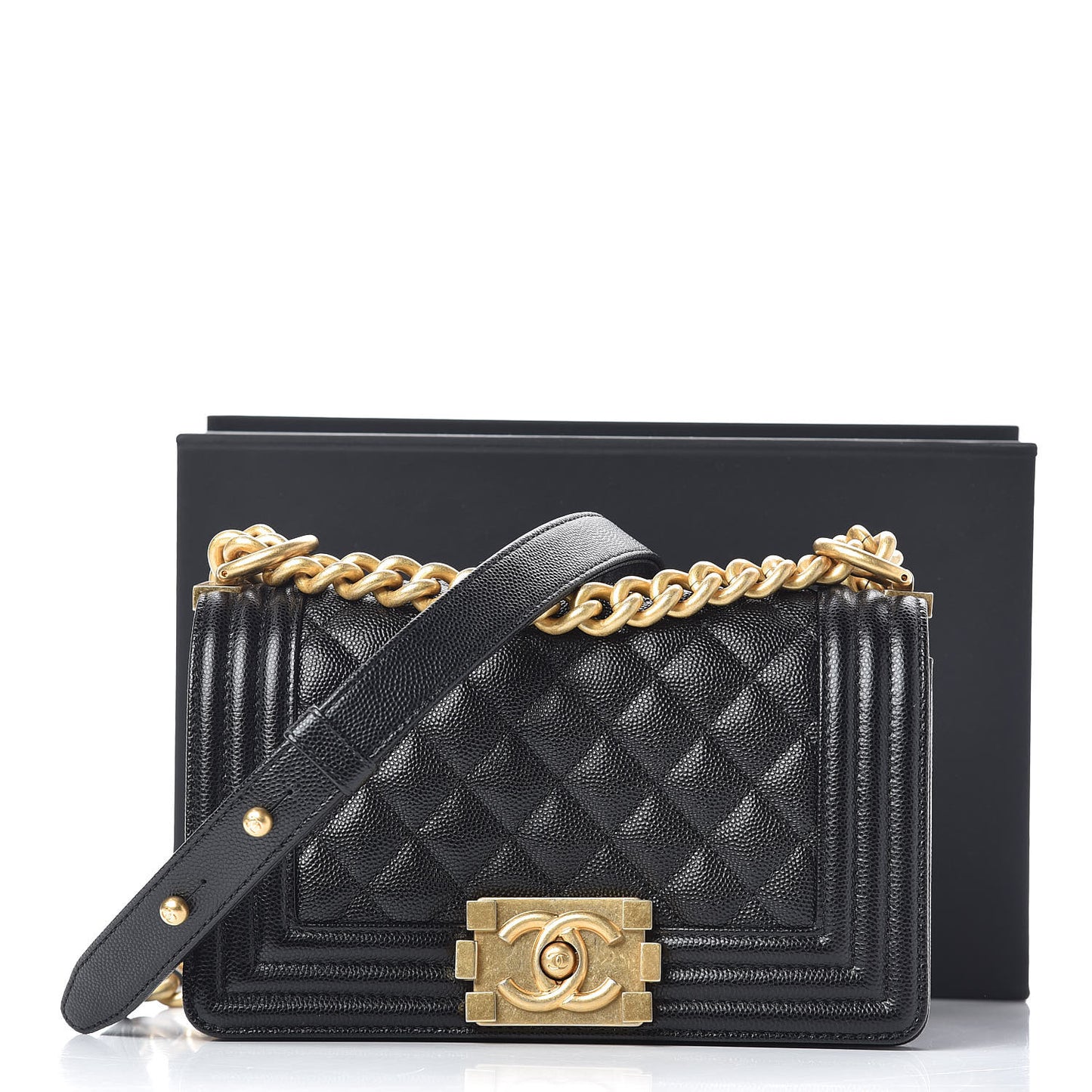 Caviar Quilted Small Boy Flap Black