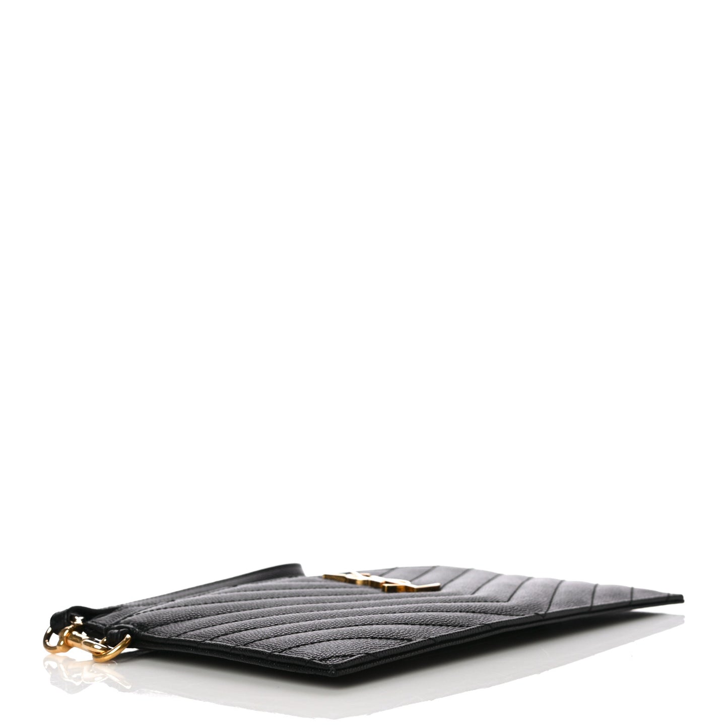 Grain De Poudre Chevron Monogram Large Bill Pouch Black