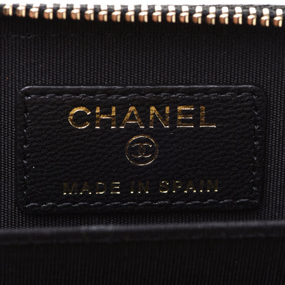 Chanel Goatskin Quilted Chanel 19 Zip Around Coin Purse Wallet Black 5 of 8