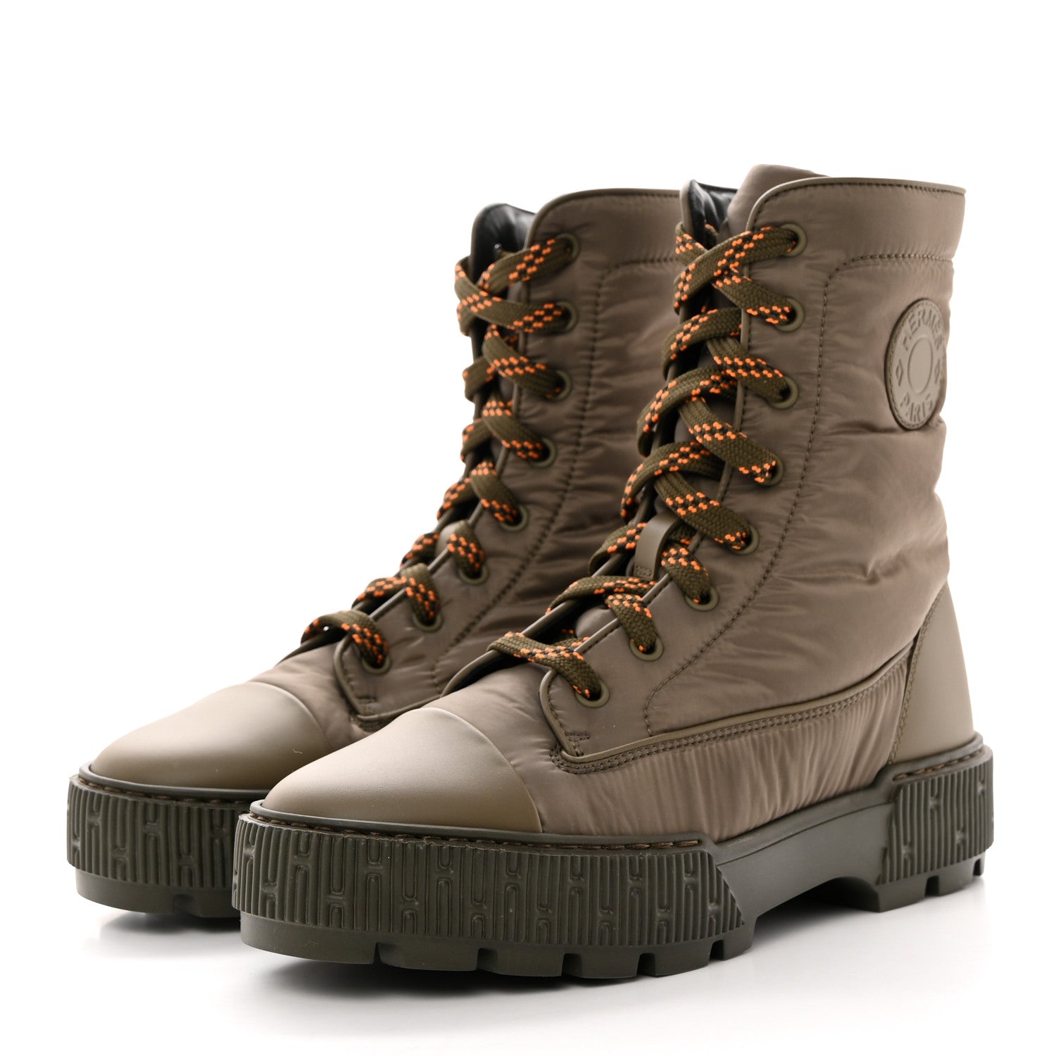 Hermes Calfskin Parachute Fresh Ankle Boots 37 Khaki 3 of 10