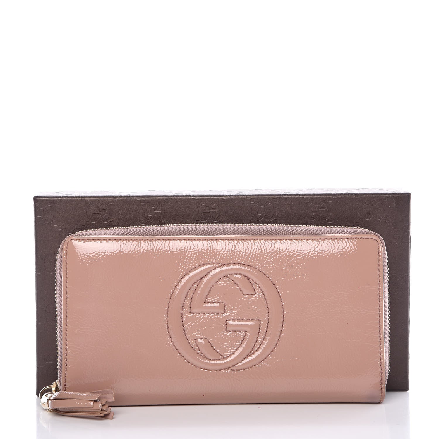 Gucci Patent Soho Zip Around Wallet Dark Cipria 12 of 12