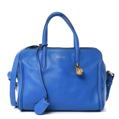 Alexander McQueen Pebbled Calfskin Small Skull Padlock Zip Around Tote Blue 1 of 13