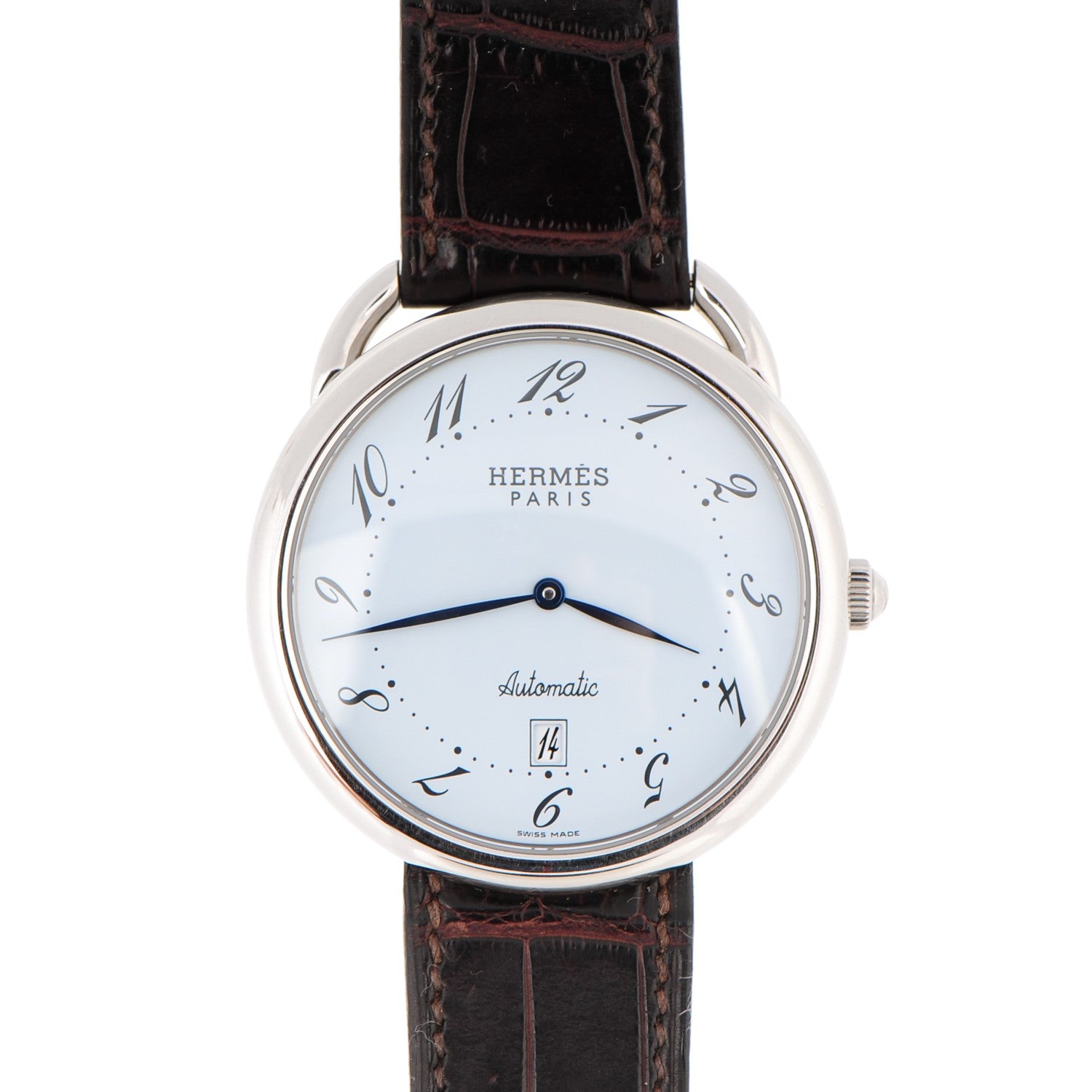 Hermes Stainless Steel Alligator 41mm Arceau Automatic Watch Havane 1 of 10
