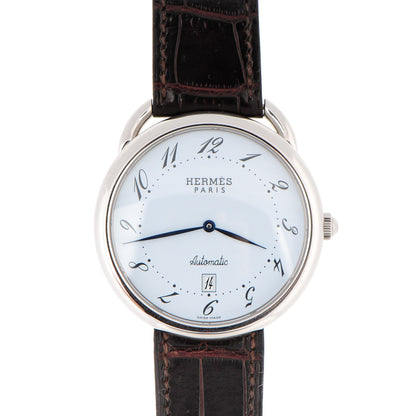 Hermes Stainless Steel Alligator 41mm Arceau Automatic Watch Havane 1 of 10