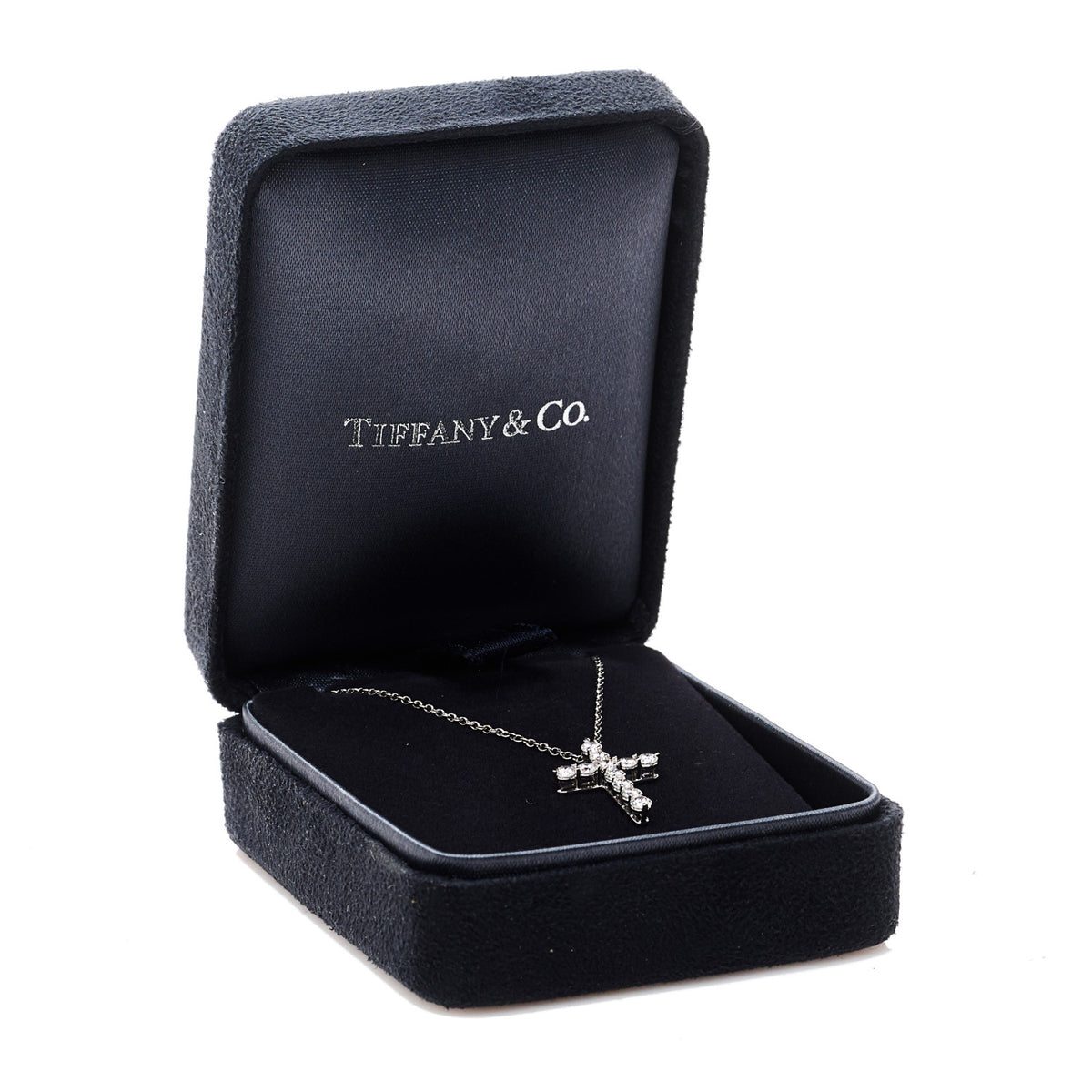 Platinum Diamond Small Cross Pendant Necklace