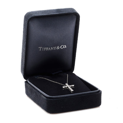 Tiffany Platinum Diamond Small Cross Pendant Necklace 7 of 7