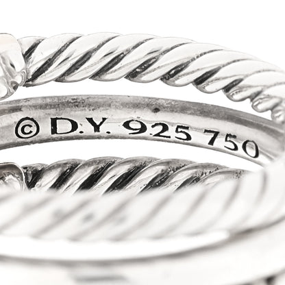 David Yurman Sterling Silver 18K Yellow Gold Diamond Petite Helena Wrap Three Row Ring 54 7 4 of 4