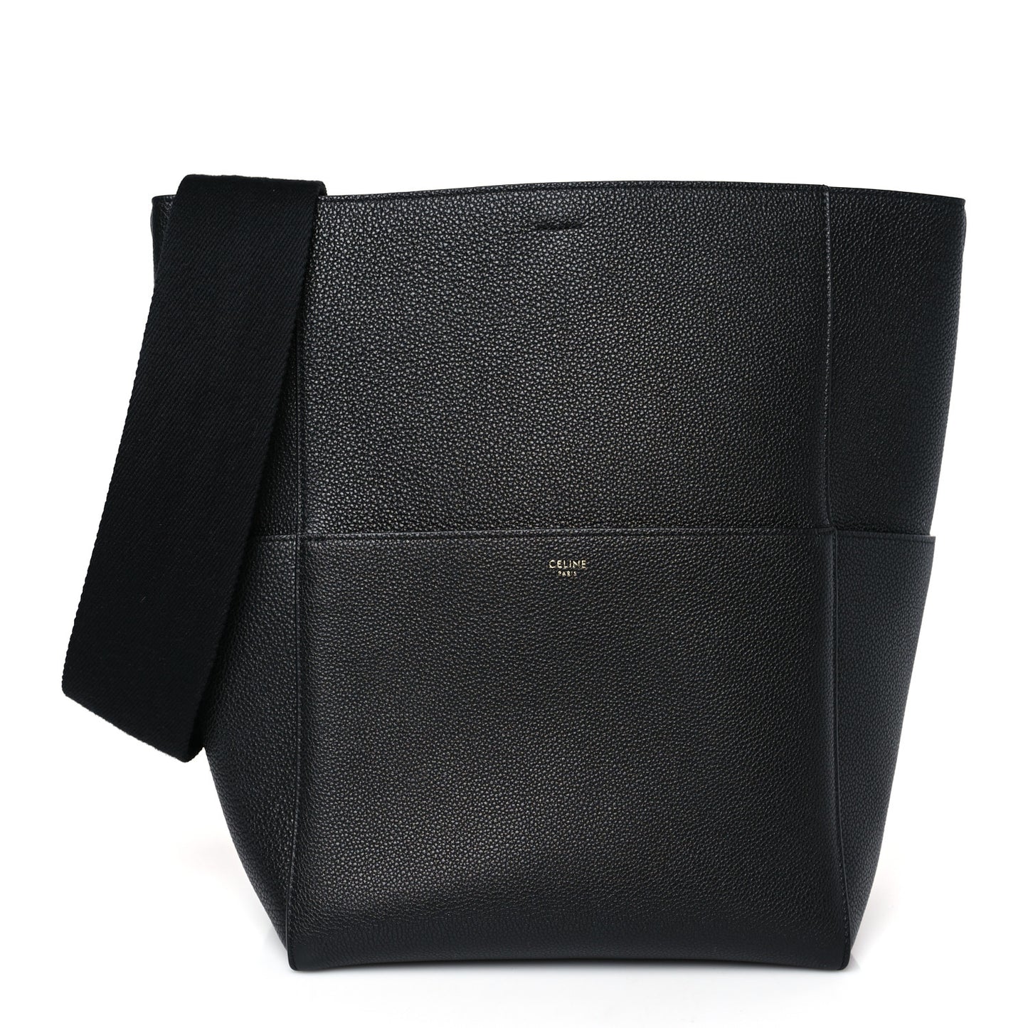 Soft Grained Calfskin Sangle Bucket Bag Black