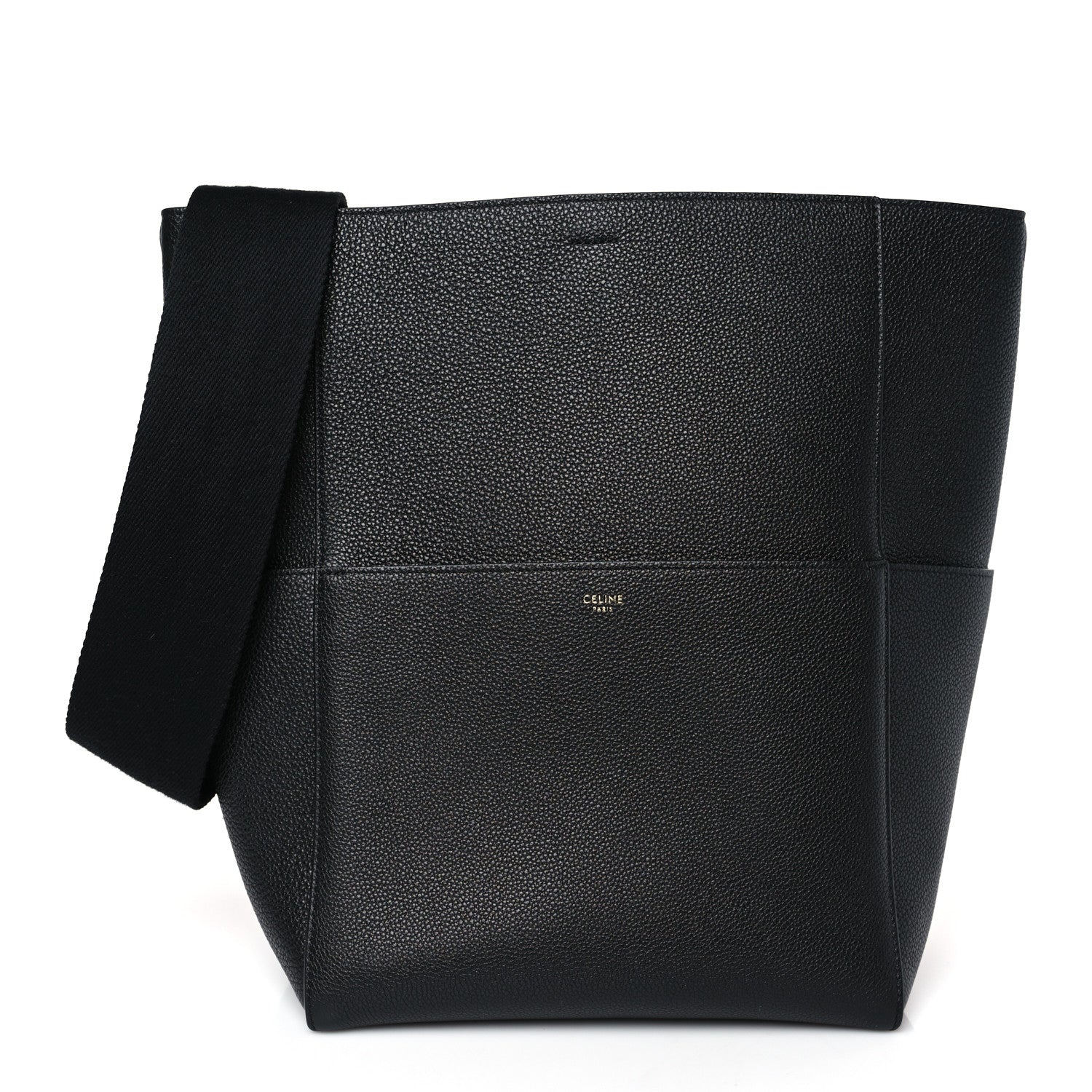 Celine Soft Grained Calfskin Sangle Bucket Bag Black 2 of 9