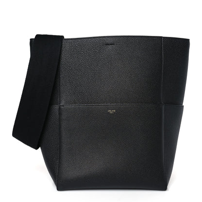 Celine Soft Grained Calfskin Sangle Bucket Bag Black 2 of 9