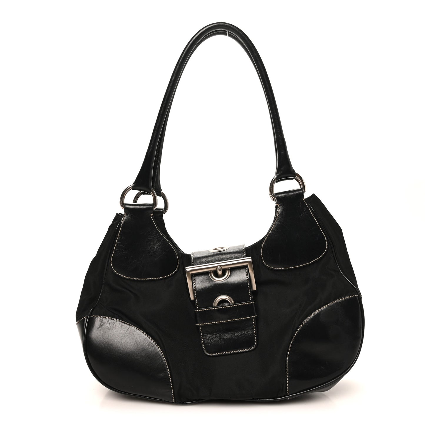 Tessuto Nylon Moon Shoulder Bag Black