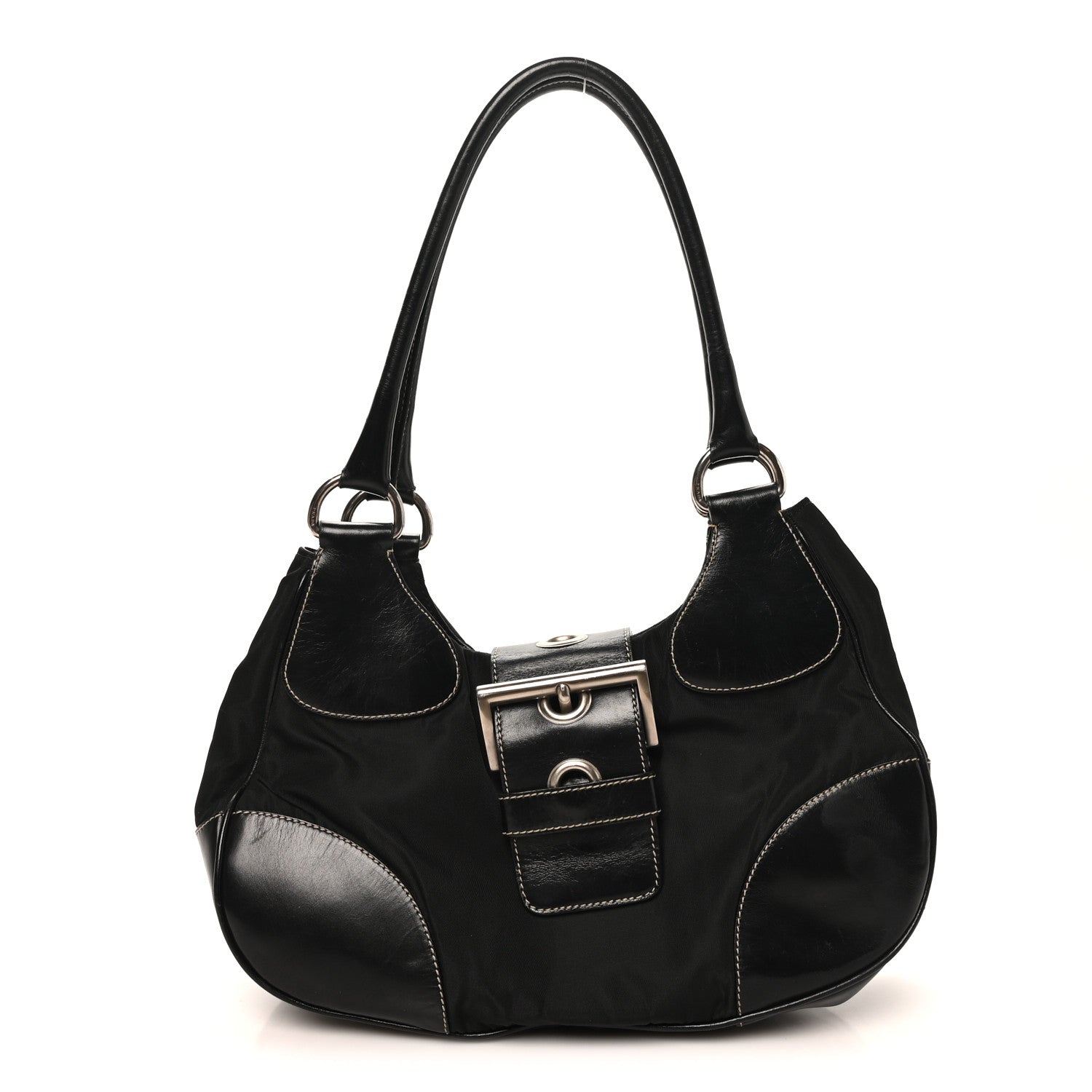 Prada Tessuto Nylon Moon Shoulder Bag Black 1 of 9