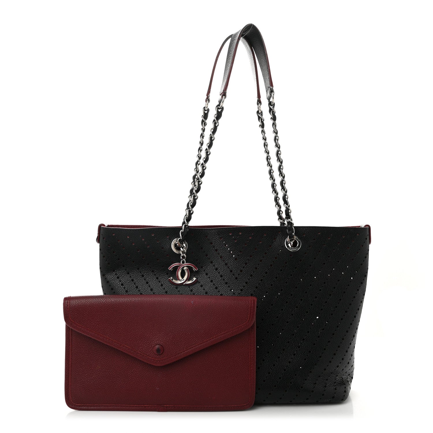 Chanel Perforated Grained Calfskin Large Shopping Tote Black 3 of 15
