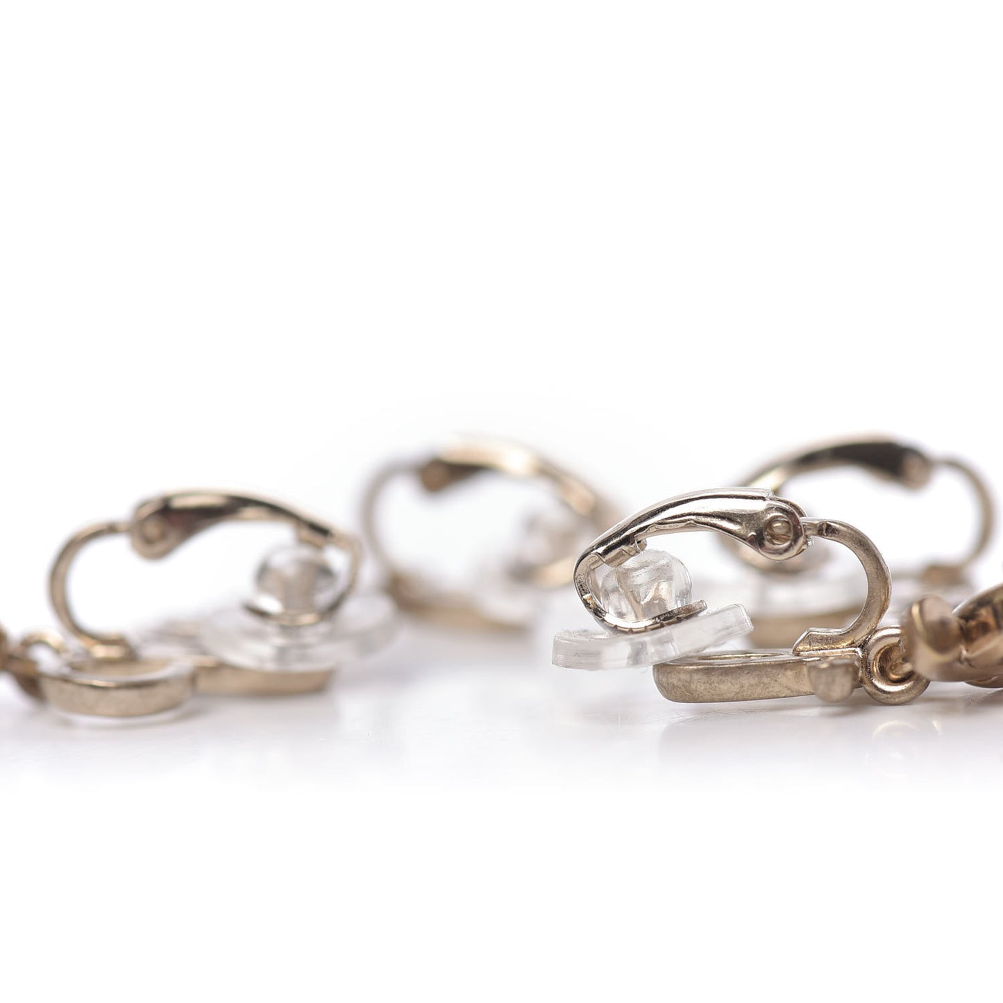 Metal CC Turnlock Climber Clip On Earrings Gold