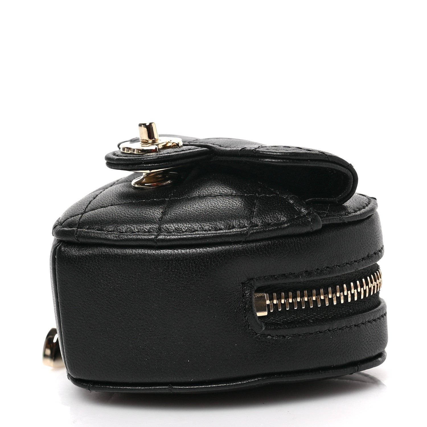 Chanel Lambskin Quilted CC In Love Heart Coin Purse With Chain Black 8 of 8