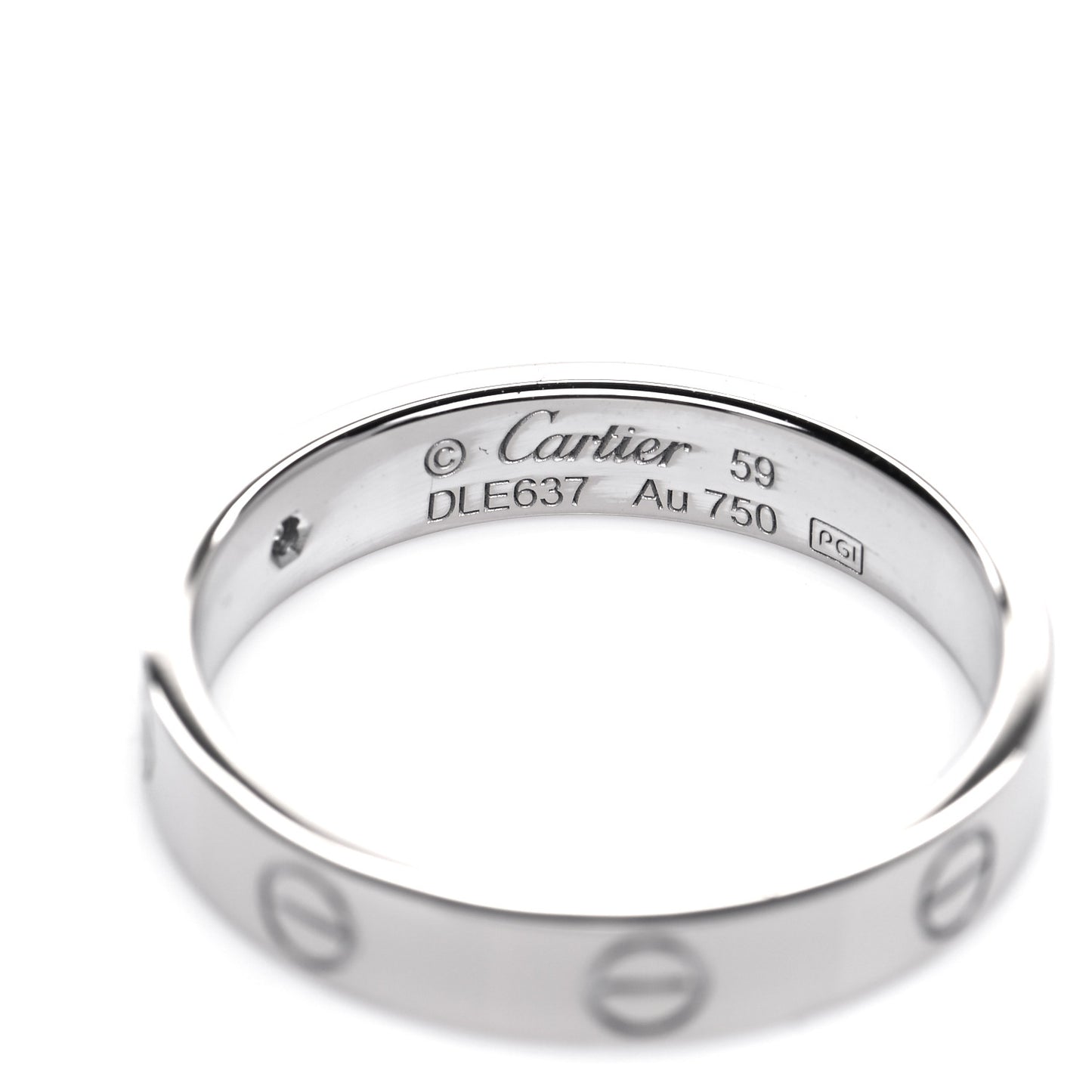 18K White Gold Diamond 4mm LOVE Wedding Band Ring 59 8.75