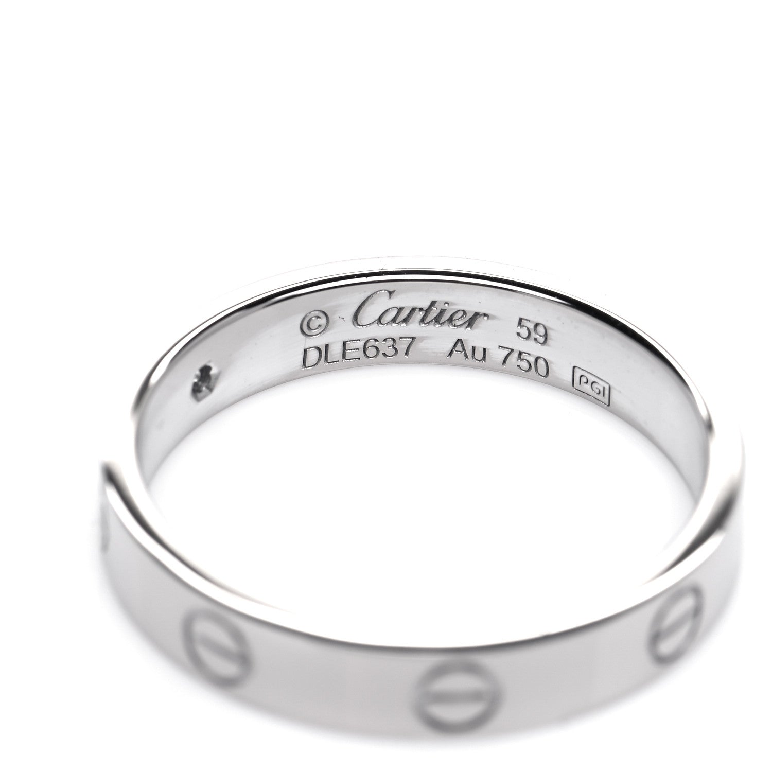 Cartier 18K White Gold Diamond 4mm LOVE Wedding Band Ring 59 8.75 4 of 5