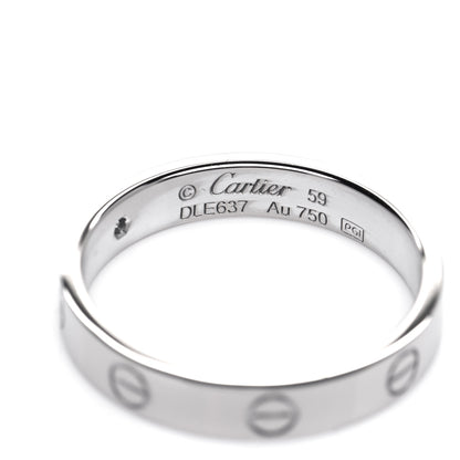 Cartier 18K White Gold Diamond 4mm LOVE Wedding Band Ring 59 8.75 4 of 5