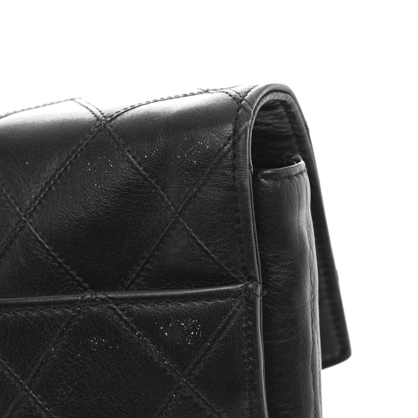 Lambskin Stitched Briefcase Bag Black