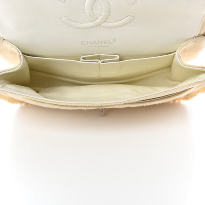 Chanel Canvas Quilted Pearl Trim Medium Flap Beige 5 of 16