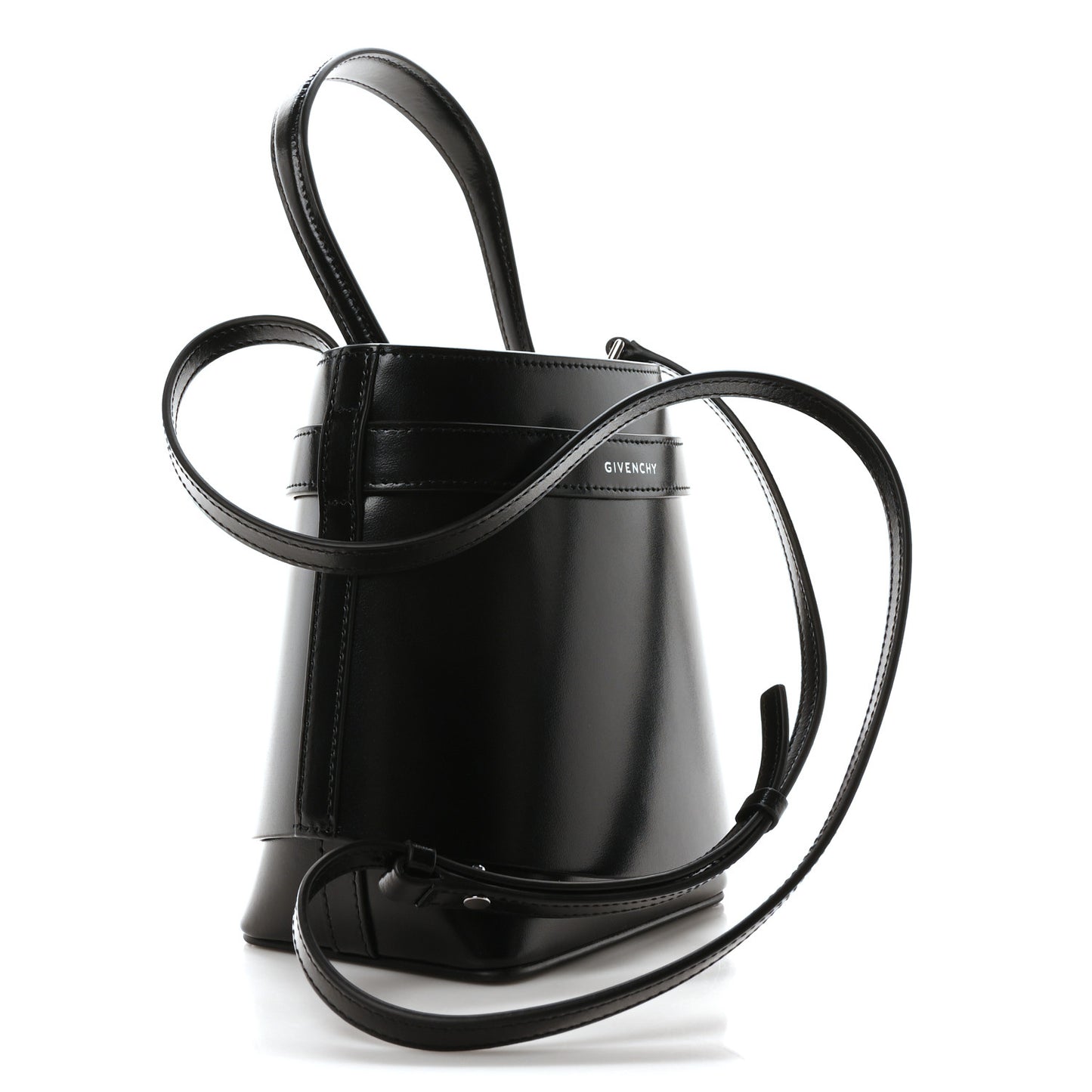 Box Calfskin Shark Lock Bucket Bag Black