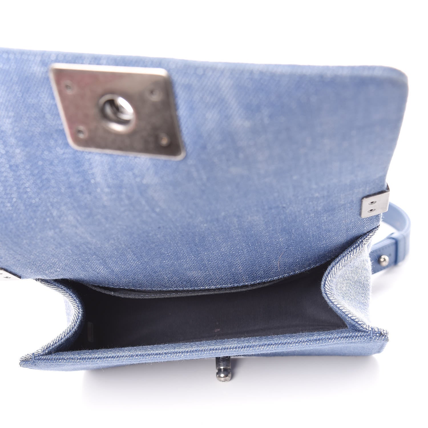 Chanel Denim Chevron Small Boy Flap Light Blue 5 of 12