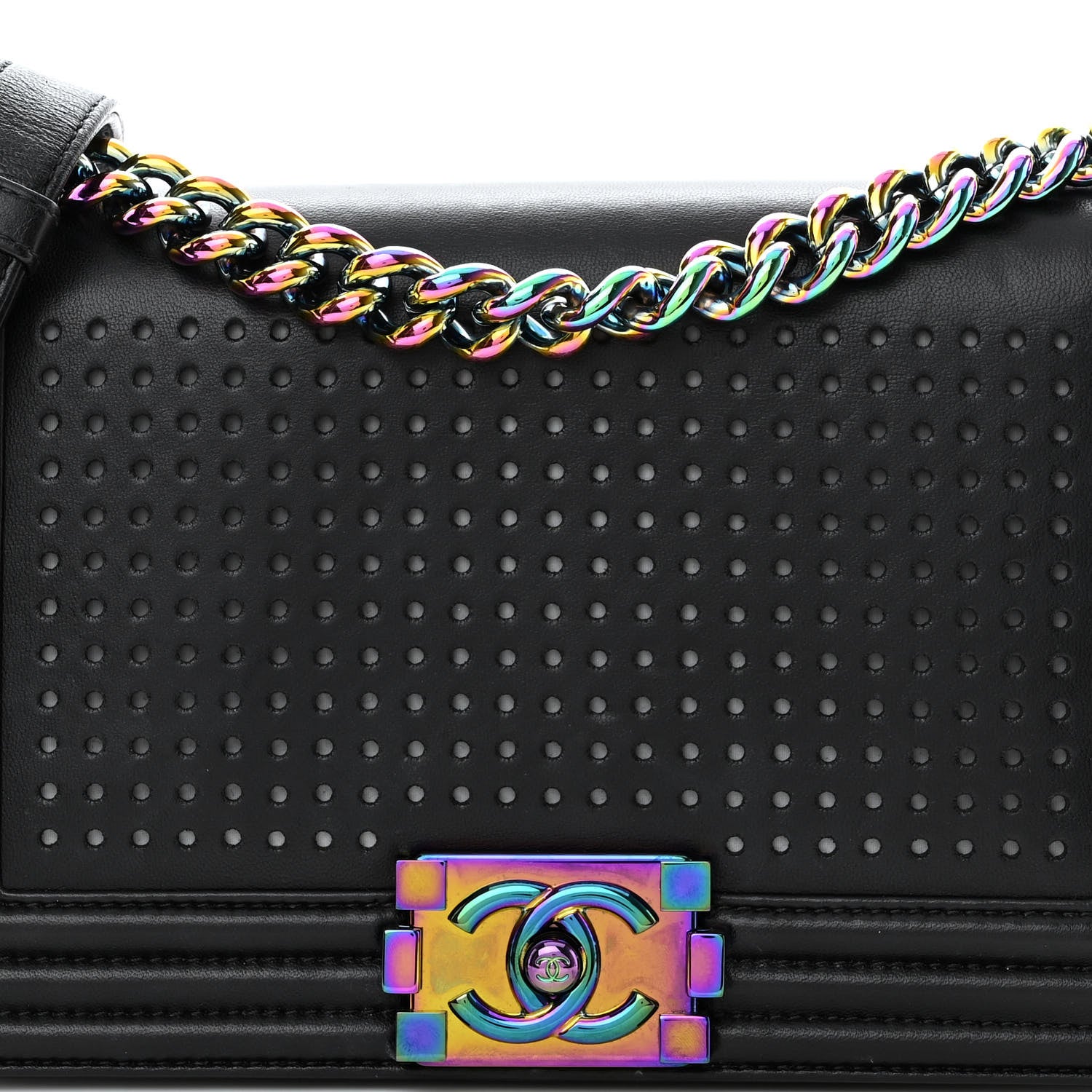 Chanel Lambskin LED Iridescent Metal Medium Boy Flap Black Multicolor 8 of 13
