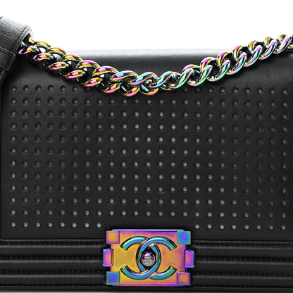 Chanel Lambskin LED Iridescent Metal Medium Boy Flap Black Multicolor 8 of 13