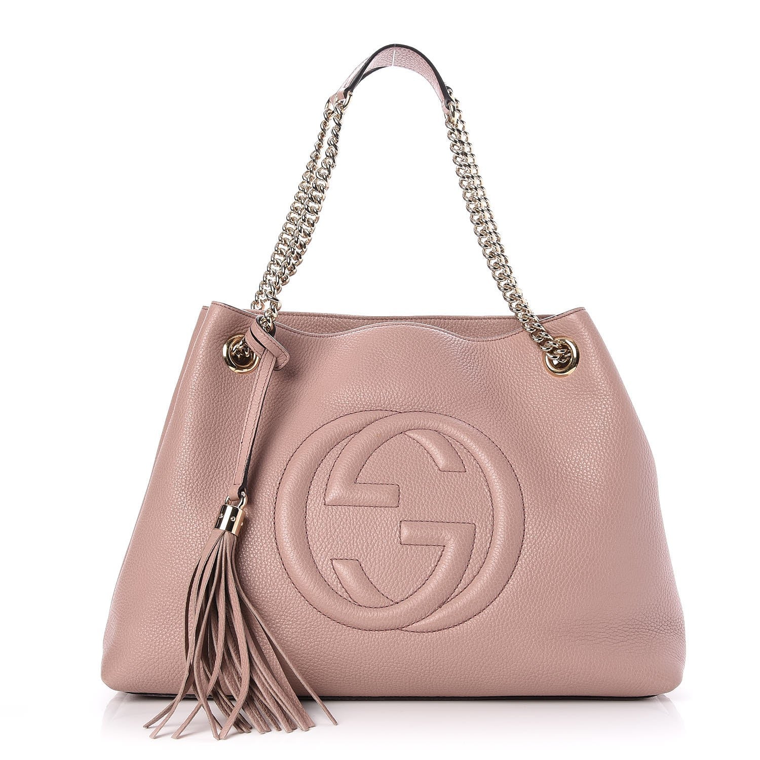 Gucci Pebbled Calfskin Medium Soho Chain Shoulder Bag Dark Cipria 1 of 7