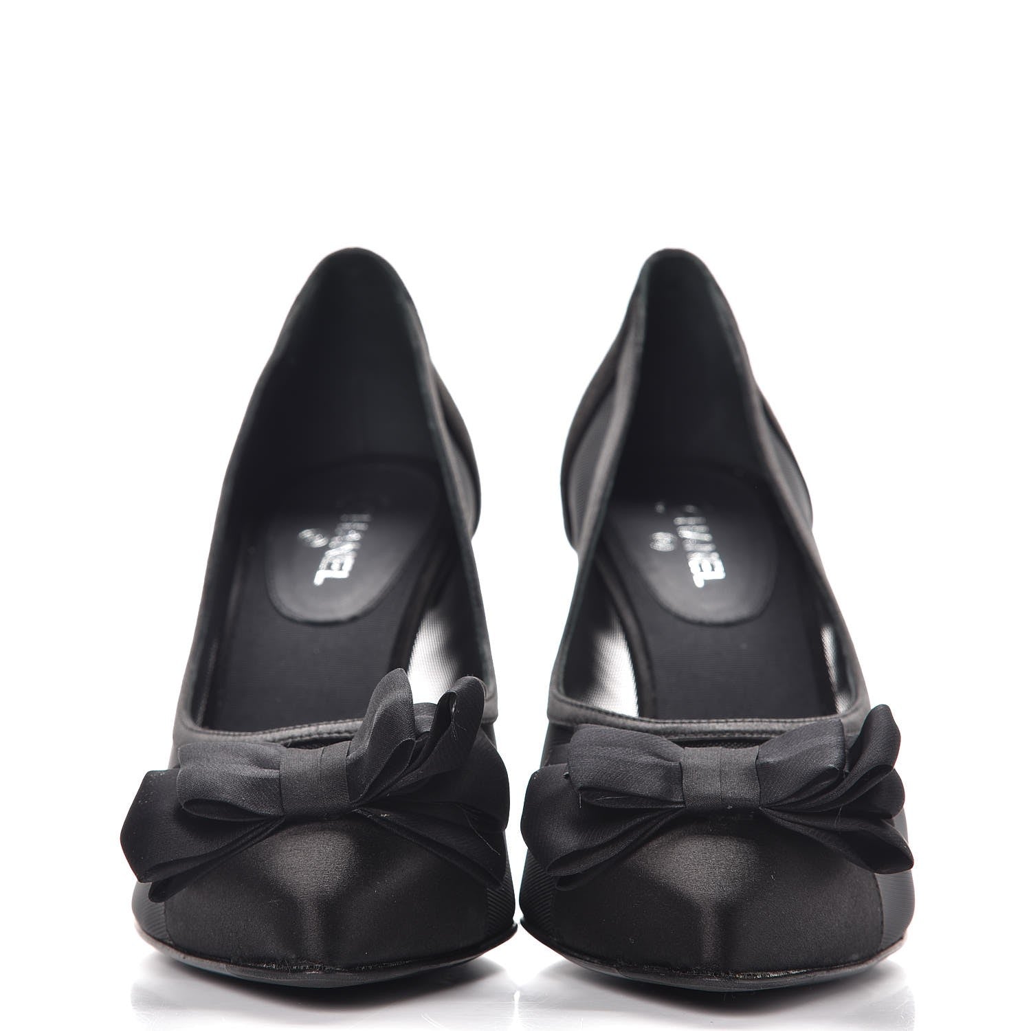 Chanel Mesh Satin Bow CC Pumps 39 Black 2 of 8