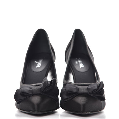 Chanel Mesh Satin Bow CC Pumps 39 Black 2 of 8